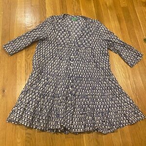 J. Crew Navy and Cream Leaf Print Dress/coverup